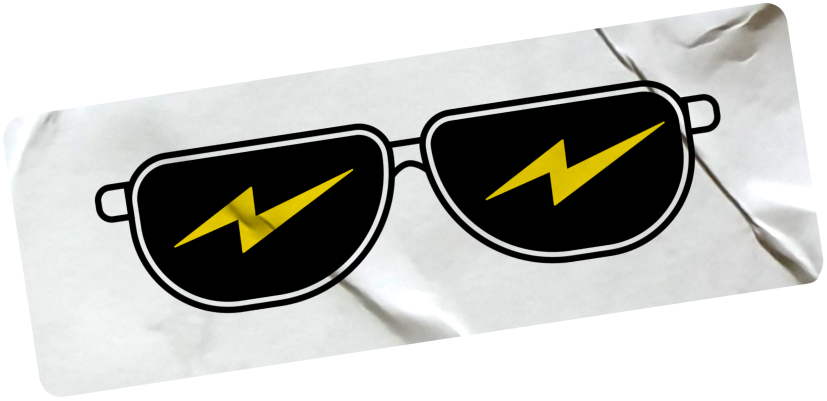 Sunglasses with lightning bolts on the shades